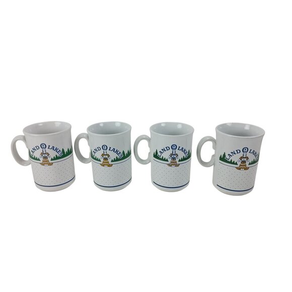 4 Vintage LAND O' LAKES Mugs Indian Maiden Discontinued Logo Made in England - Picture 4 of 7